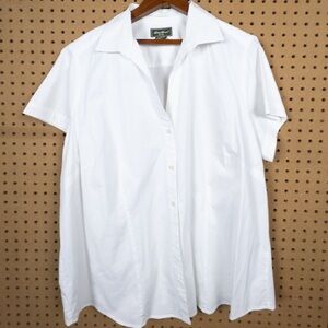 Eddie Bauer White Short Sleeve Button Down Shirt Loose Fit Darting Collar 2X